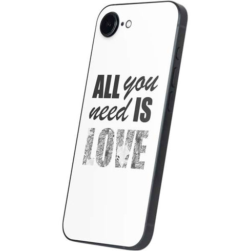 All You Need Is Love BW iPhone 16e Skin